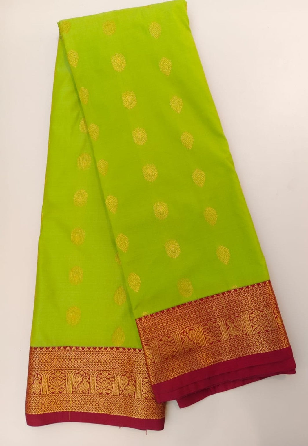 Semi Parrot Green Saree